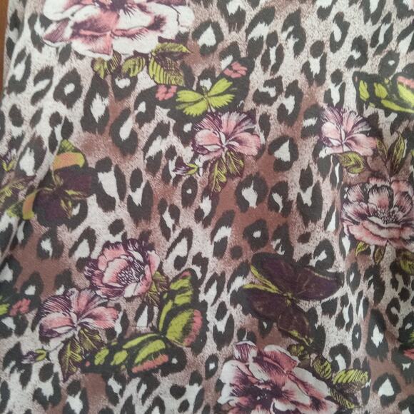 G by Giuliana Women's 1x Reversible Mocha Leopard Floral Open Cardigan Cropped - Picture 10 of 10